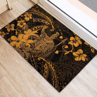 Hawaii King Kamehameha Day Rubber Doormat Polynesian Pattern Mix Hibiscus Gold LT05 - Polynesian Pride