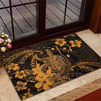 Hawaii King Kamehameha Day Rubber Doormat Polynesian Pattern Mix Hibiscus Gold LT05 - Polynesian Pride