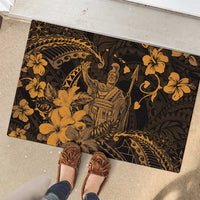 Hawaii King Kamehameha Day Rubber Doormat Polynesian Pattern Mix Hibiscus Gold LT05 - Polynesian Pride