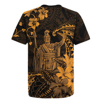 Hawaii King Kamehameha Day Rugby Jersey Polynesian Pattern Mix Hibiscus Gold LT05 - Polynesian Pride