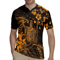 Hawaii King Kamehameha Day Rugby Jersey Polynesian Pattern Mix Hibiscus Gold LT05 - Polynesian Pride