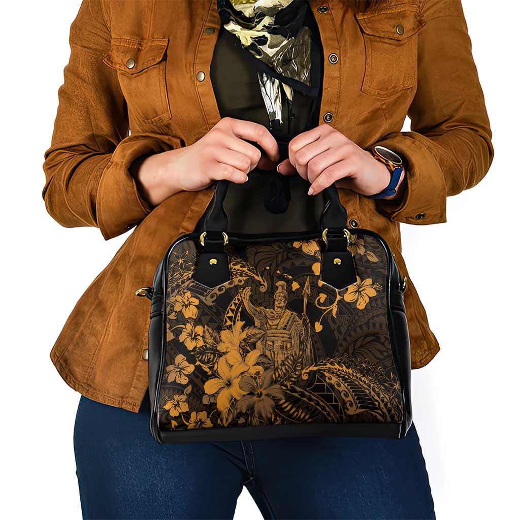 Hawaii King Kamehameha Day Shoulder Handbag Polynesian Pattern Mix Hibiscus Gold LT05 - Polynesian Pride