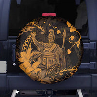 Hawaii King Kamehameha Day Spare Tire Cover Polynesian Pattern Mix Hibiscus Gold LT05 No hole Gold - Polynesian Pride