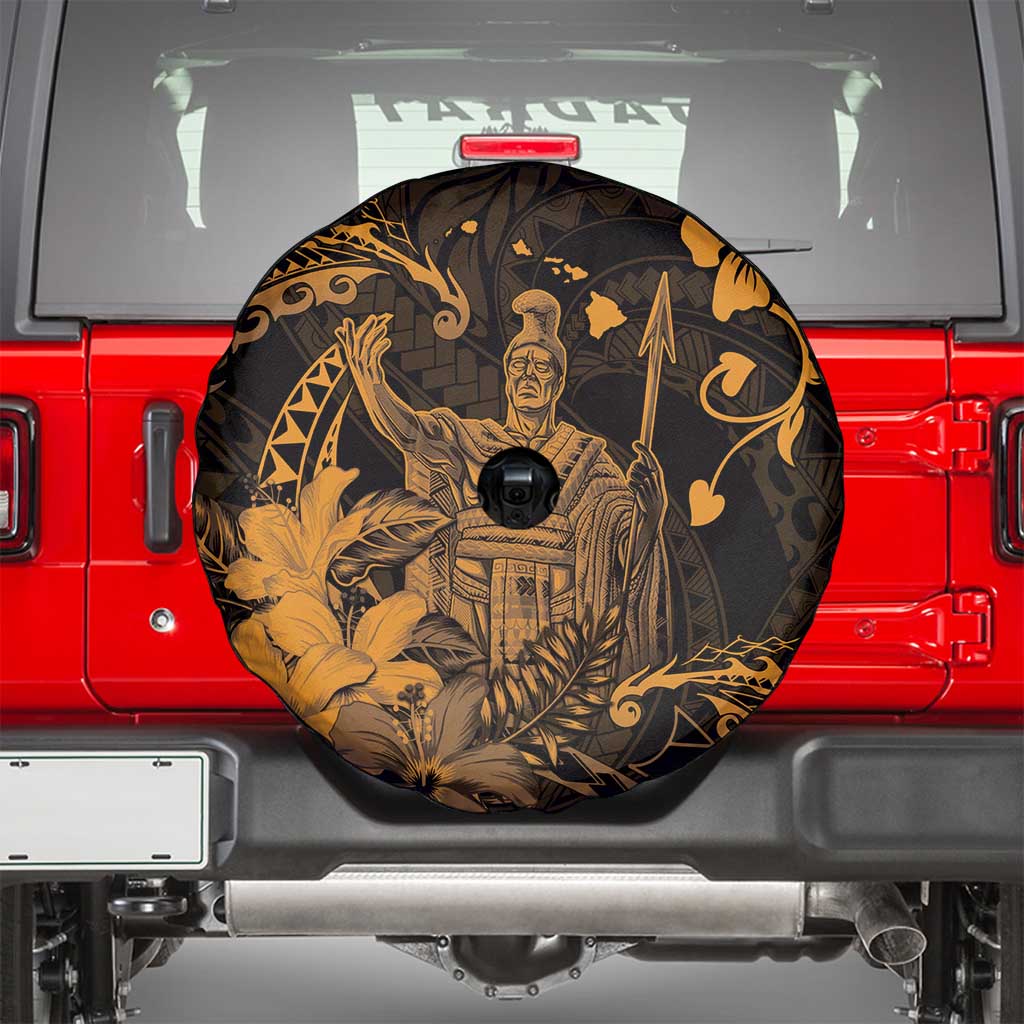 Hawaii King Kamehameha Day Spare Tire Cover Polynesian Pattern Mix Hibiscus Gold LT05 - Polynesian Pride