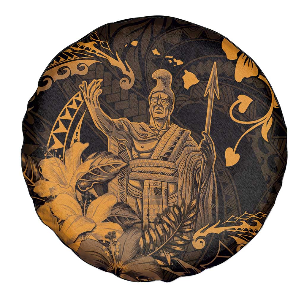 Hawaii King Kamehameha Day Spare Tire Cover Polynesian Pattern Mix Hibiscus Gold LT05 - Polynesian Pride