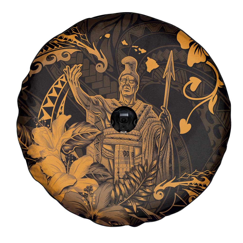 Hawaii King Kamehameha Day Spare Tire Cover Polynesian Pattern Mix Hibiscus Gold LT05 - Polynesian Pride