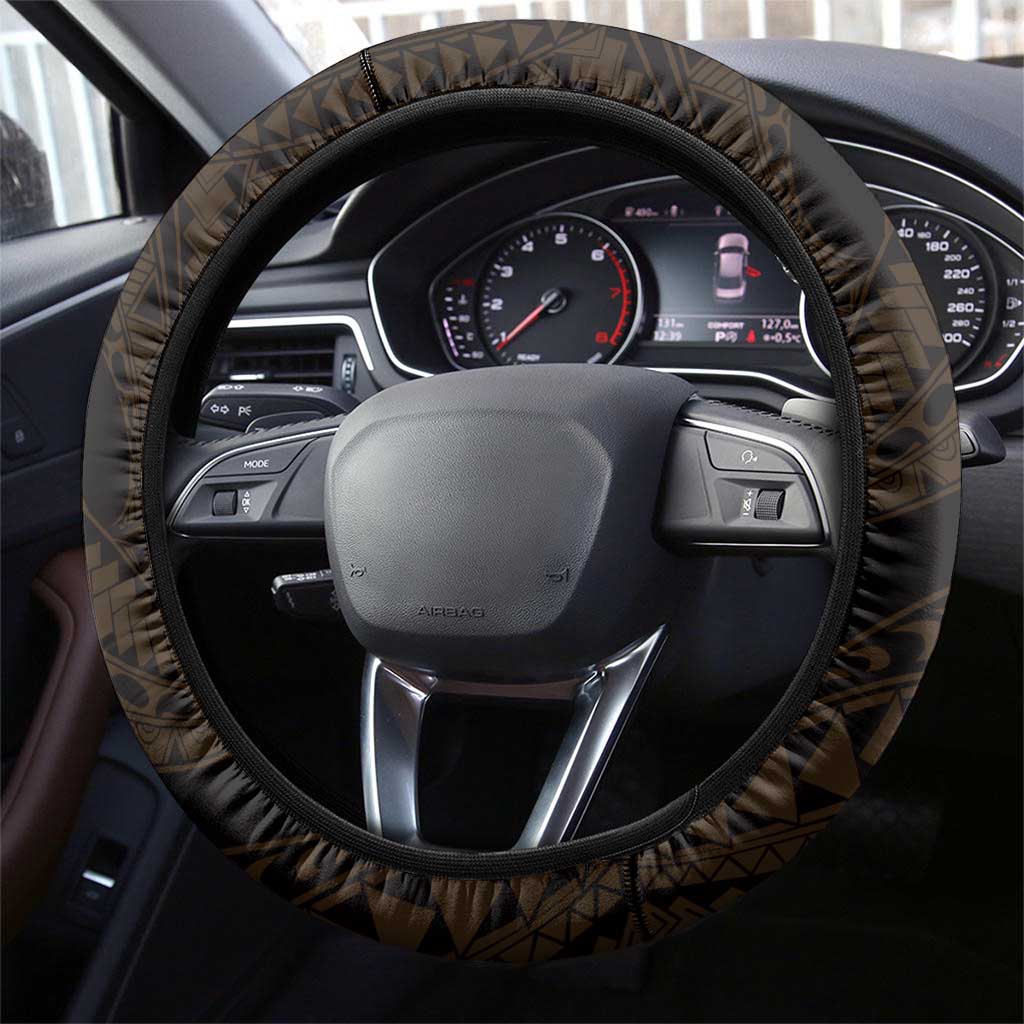 Hawaii King Kamehameha Day Steering Wheel Cover Polynesian Pattern Mix Hibiscus Gold LT05 - Polynesian Pride