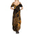 Hawaii King Kamehameha Day Summer Maxi Dress Polynesian Pattern Mix Hibiscus Gold