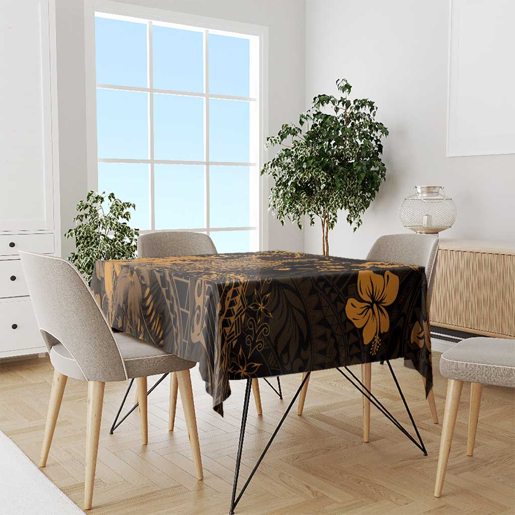 Hawaii King Kamehameha Day Tablecloth Polynesian Pattern Mix Hibiscus Gold LT05 - Polynesian Pride