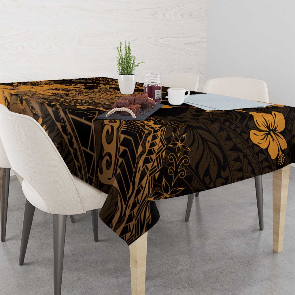Hawaii King Kamehameha Day Tablecloth Polynesian Pattern Mix Hibiscus Gold LT05 - Polynesian Pride