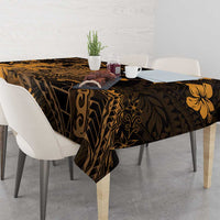 Hawaii King Kamehameha Day Tablecloth Polynesian Pattern Mix Hibiscus Gold LT05 - Polynesian Pride