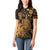 Hawaii King Kamehameha Day Women Polo Shirt Polynesian Pattern Mix Hibiscus Gold