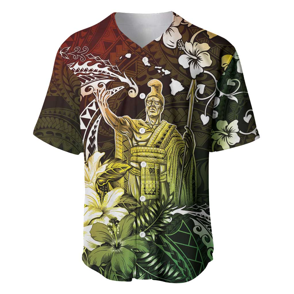 Hawaii King Kamehameha Day Baseball Jersey Polynesian Pattern Mix Hibiscus Reggae LT05 Reggae - Polynesian Pride