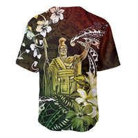Hawaii King Kamehameha Day Baseball Jersey Polynesian Pattern Mix Hibiscus Reggae LT05 - Polynesian Pride