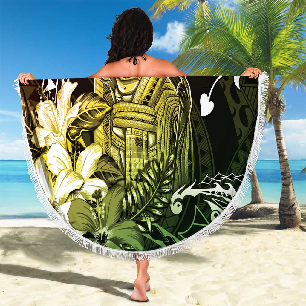 Hawaii King Kamehameha Day Beach Blanket Polynesian Pattern Mix Hibiscus Reggae LT05 - Polynesian Pride