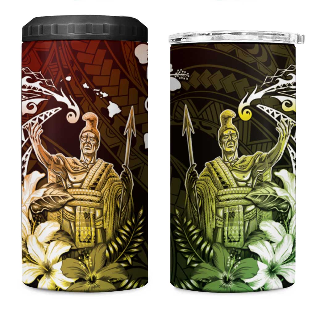 Hawaii King Kamehameha Day 4 in 1 Can Cooler Tumbler Polynesian Pattern Mix Hibiscus Reggae LT05 One Size: 16 oz Reggae - Polynesian Pride