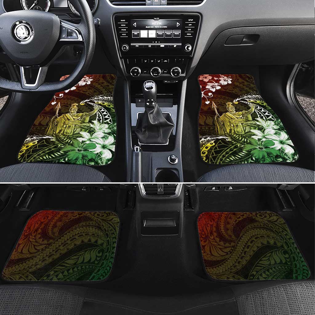 Hawaii King Kamehameha Day Car Mats Polynesian Pattern Mix Hibiscus Reggae LT05 Set 4pcs Reggae - Polynesian Pride