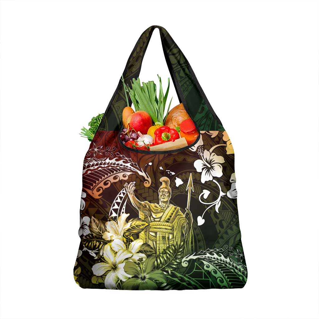 Hawaii King Kamehameha Day Grocery Bag Polynesian Pattern Mix Hibiscus Reggae LT05 1-pack One Size Reggae - Polynesian Pride
