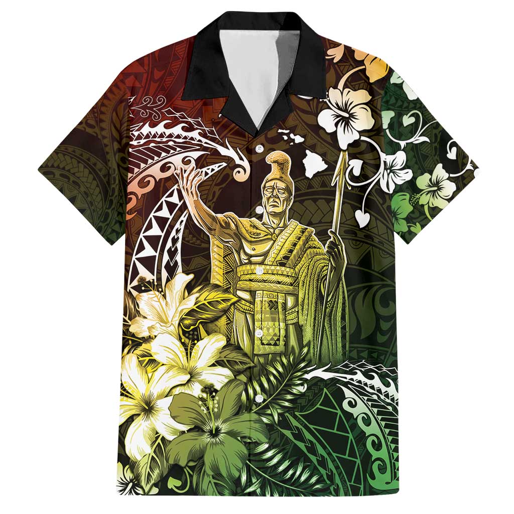 Hawaii King Kamehameha Day Hawaiian Shirt Polynesian Pattern Mix Hibiscus Reggae LT05 Reggae - Polynesian Pride