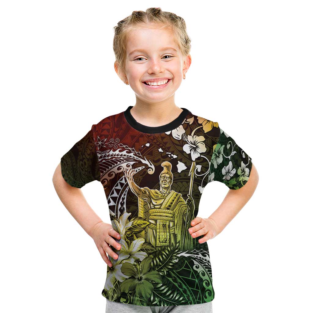 Hawaii King Kamehameha Day Kid T Shirt Polynesian Pattern Mix Hibiscus Reggae LT05 Reggae - Polynesian Pride