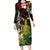 Hawaii King Kamehameha Day Long Sleeve Bodycon Dress Polynesian Pattern Mix Hibiscus Reggae