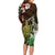 Hawaii King Kamehameha Day Long Sleeve Bodycon Dress Polynesian Pattern Mix Hibiscus Reggae