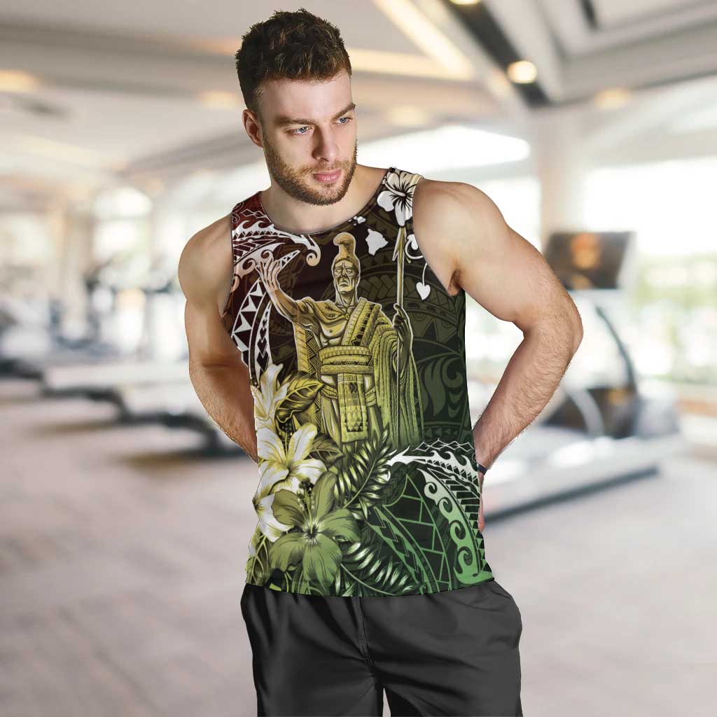 Hawaii King Kamehameha Day Men Tank Top Polynesian Pattern Mix Hibiscus Reggae LT05 Reggae - Polynesian Pride