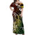 Hawaii King Kamehameha Day Off Shoulder Maxi Dress Polynesian Pattern Mix Hibiscus Reggae