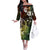 Hawaii King Kamehameha Day Off The Shoulder Long Sleeve Dress Polynesian Pattern Mix Hibiscus Reggae