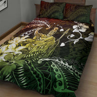 Hawaii King Kamehameha Day Quilt Bed Set Polynesian Pattern Mix Hibiscus Reggae LT05 - Polynesian Pride