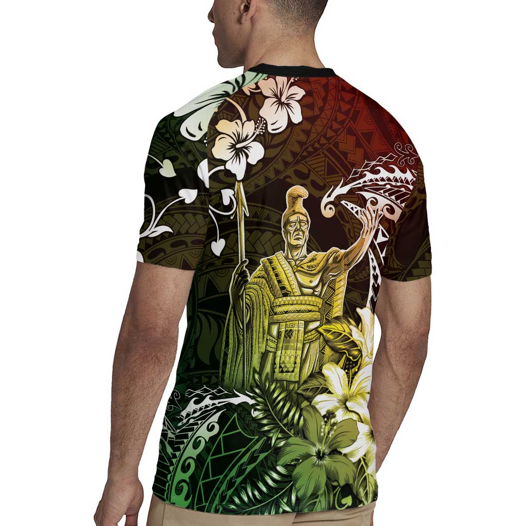 Hawaii King Kamehameha Day Rugby Jersey Polynesian Pattern Mix Hibiscus Reggae LT05 - Polynesian Pride