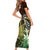 Hawaii King Kamehameha Day Short Sleeve Bodycon Dress Polynesian Pattern Mix Hibiscus Reggae