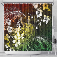 Hawaii King Kamehameha Day Shower Curtain Polynesian Pattern Mix Hibiscus Reggae LT05 - Polynesian Pride