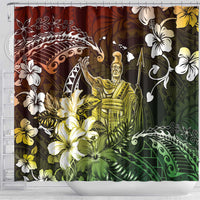 Hawaii King Kamehameha Day Shower Curtain Polynesian Pattern Mix Hibiscus Reggae LT05 - Polynesian Pride