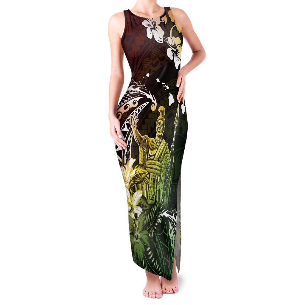 Hawaii King Kamehameha Day Tank Maxi Dress Polynesian Pattern Mix Hibiscus Reggae LT05 Women Reggae - Polynesian Pride