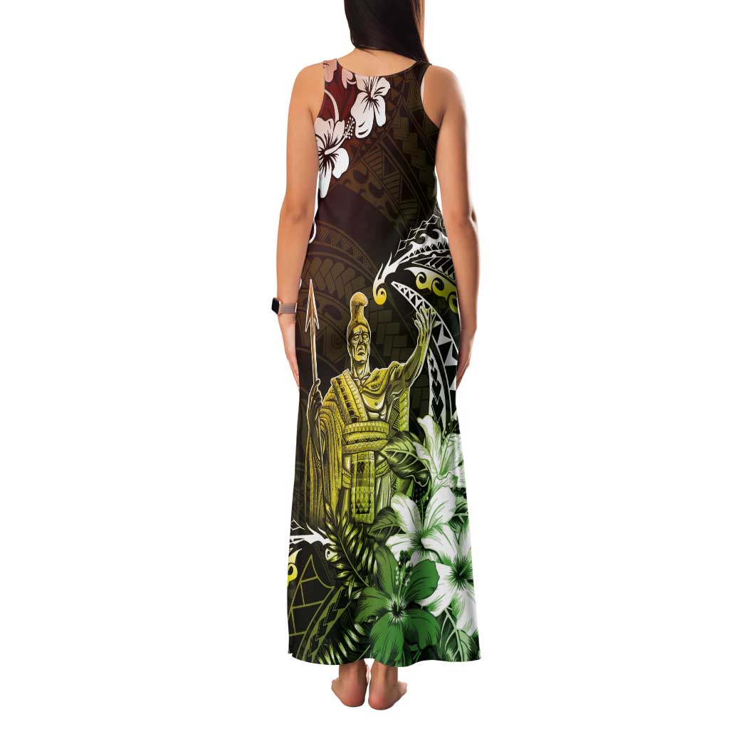 Hawaii King Kamehameha Day Tank Maxi Dress Polynesian Pattern Mix Hibiscus Reggae LT05 - Polynesian Pride