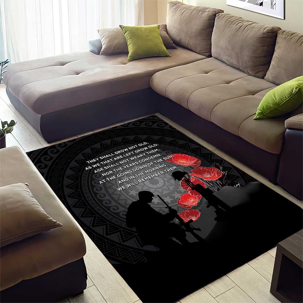 Cook Islands ANZAC Day Area Rug Soldier Silhouette Remembrance LT05 - Polynesian Pride