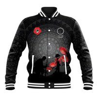 Cook Islands ANZAC Day Baseball Jacket Soldier Silhouette Remembrance LT05 Unisex Black - Polynesian Pride