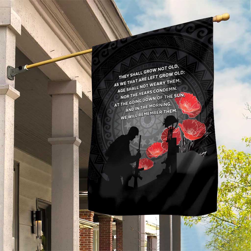Cook Islands ANZAC Day Garden Flag Soldier Silhouette Remembrance LT05 House Flag Black - Polynesian Pride