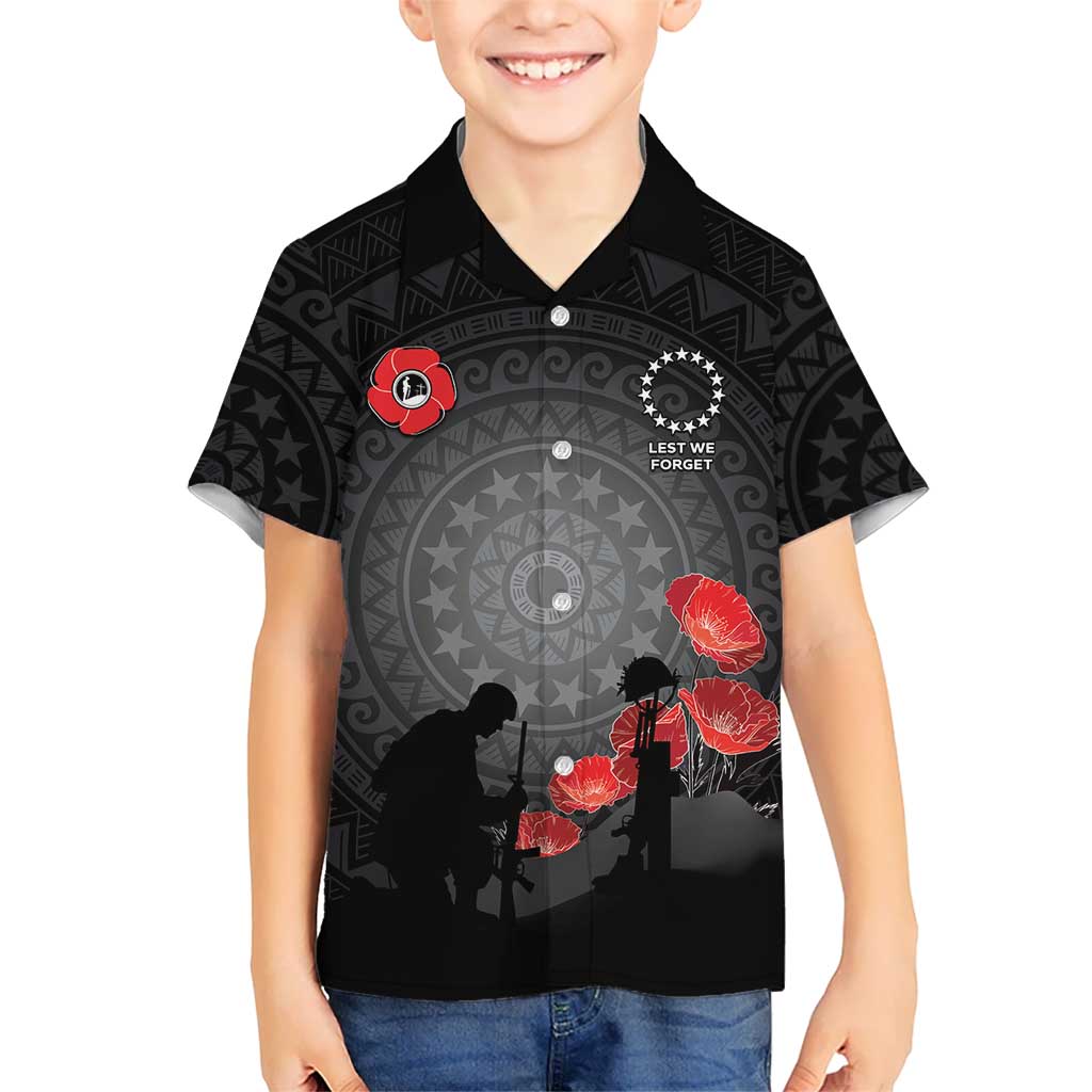 Cook Islands ANZAC Day Hawaiian Shirt Soldier Silhouette Remembrance LT05 - Polynesian Pride