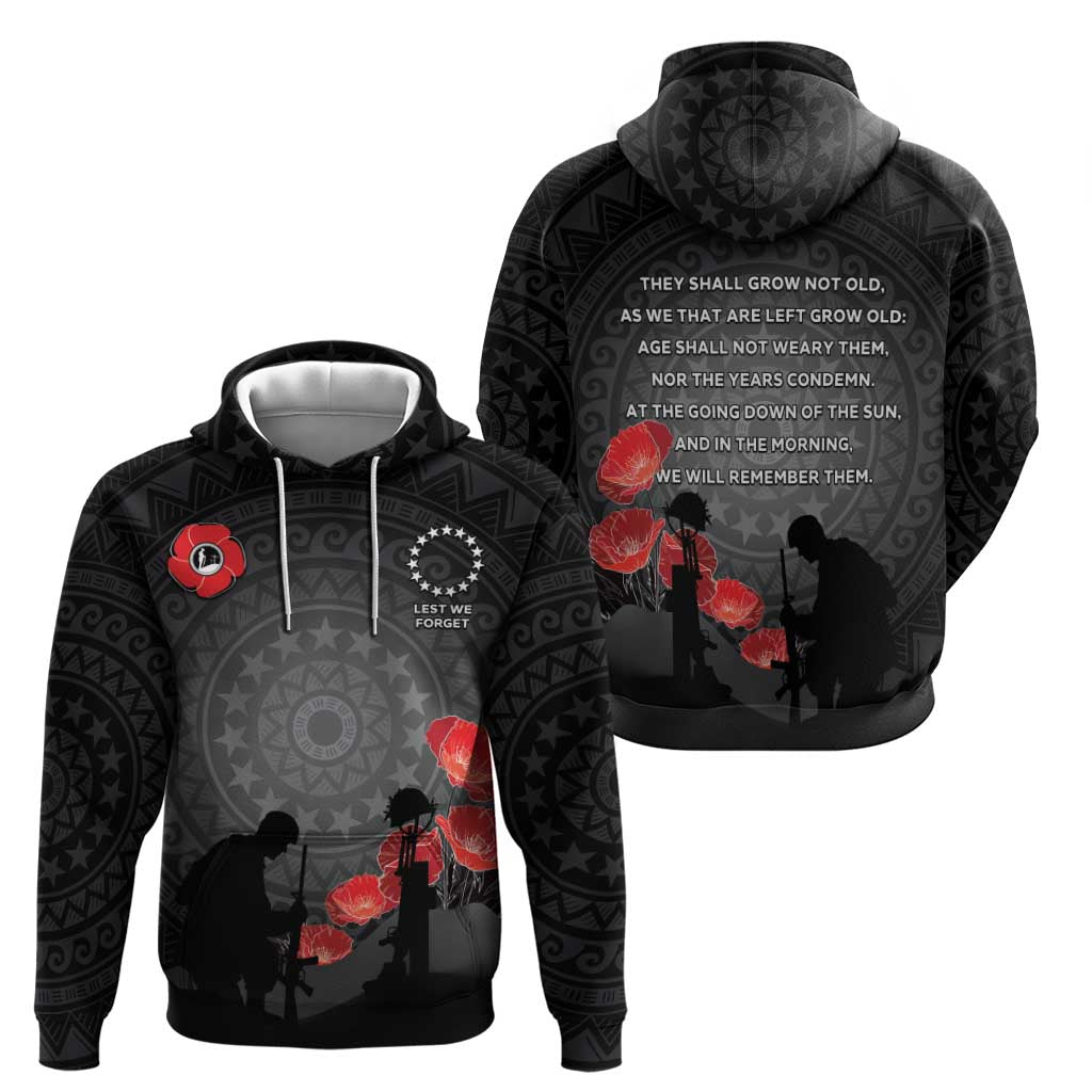 Cook Islands ANZAC Day Hoodie Soldier Silhouette Remembrance LT05 - Polynesian Pride