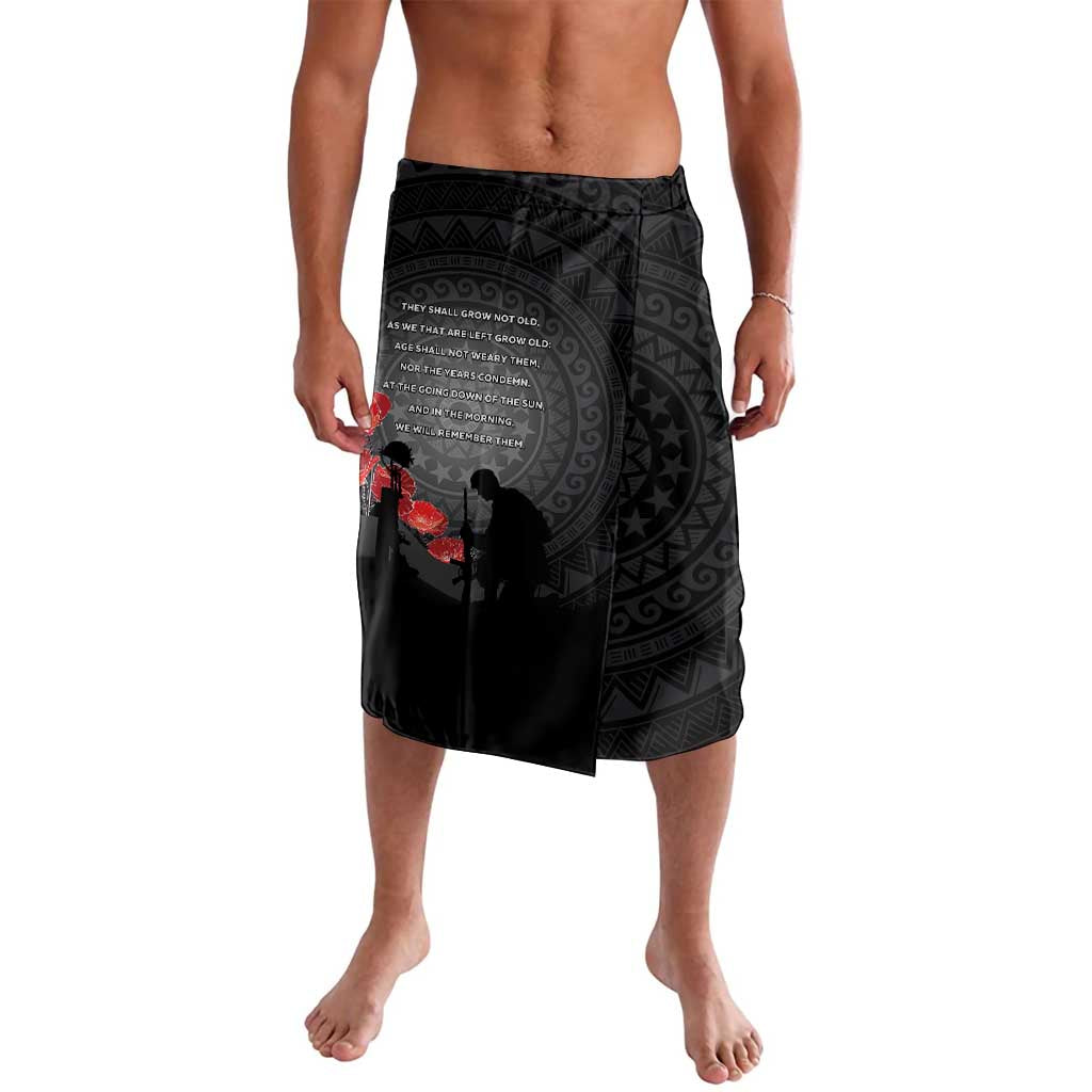 Cook Islands ANZAC Day Lavalava Soldier Silhouette Remembrance LT05 Black - Polynesian Pride