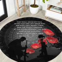 Cook Islands ANZAC Day Round Carpet Soldier Silhouette Remembrance LT05 Black - Polynesian Pride