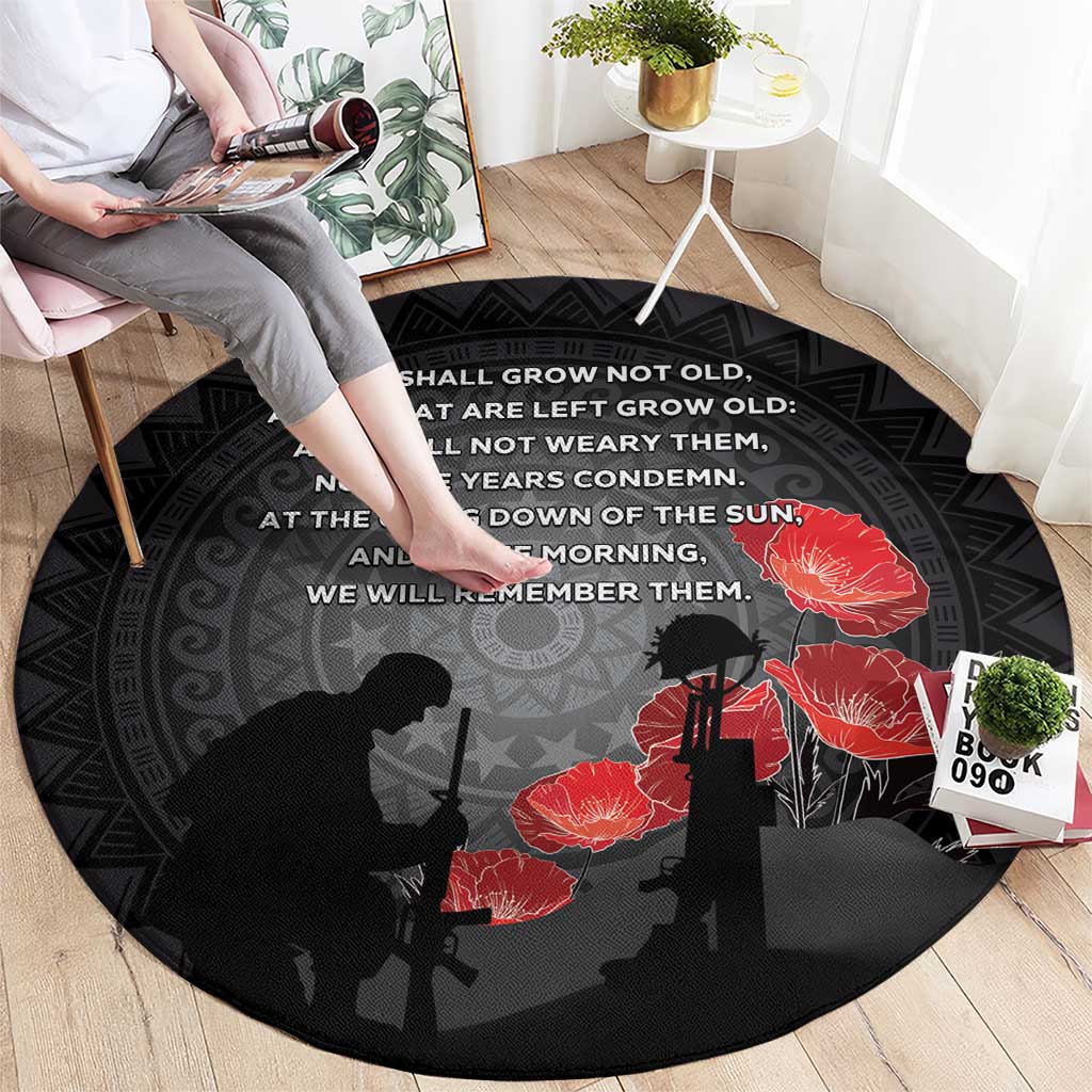 Cook Islands ANZAC Day Round Carpet Soldier Silhouette Remembrance LT05 - Polynesian Pride
