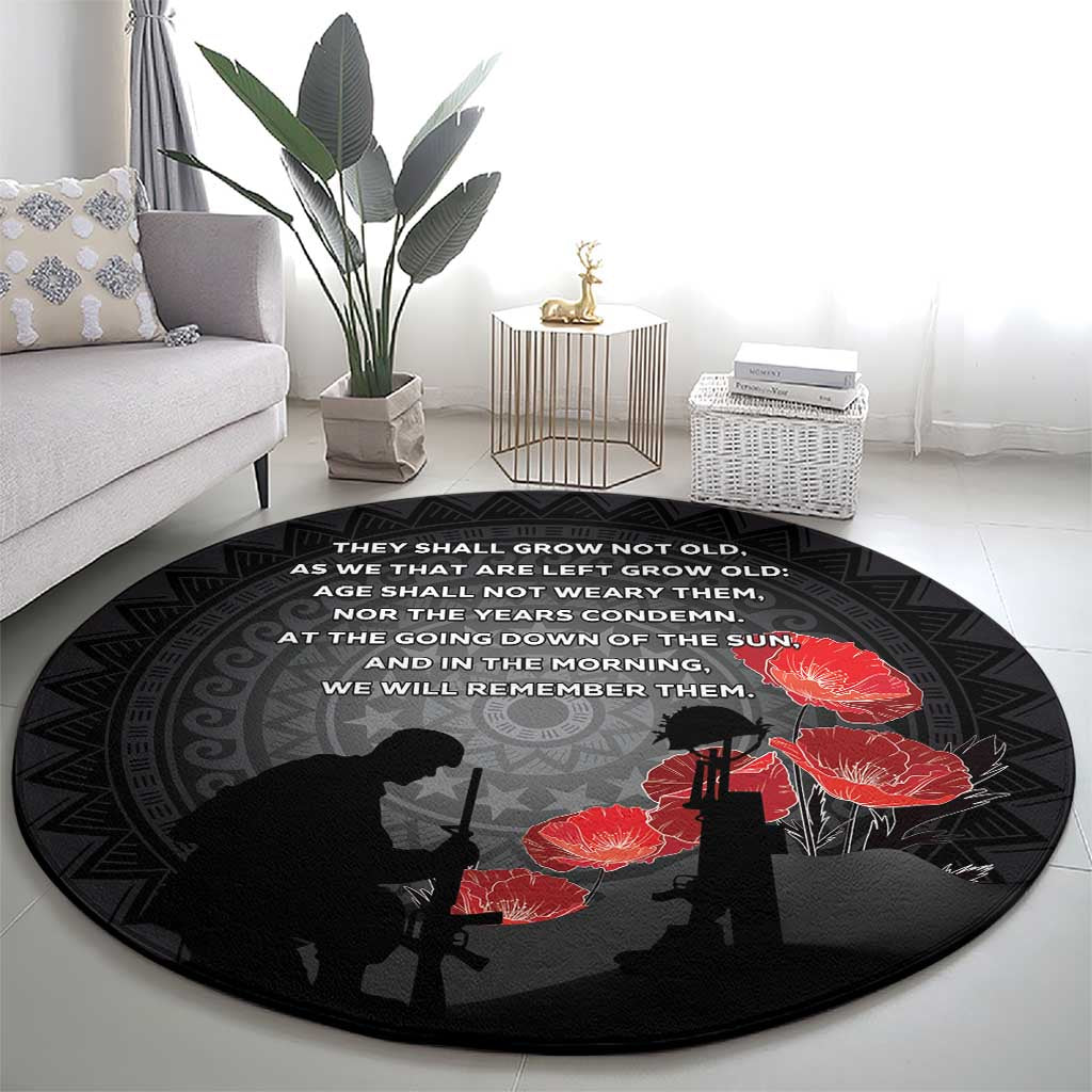 Cook Islands ANZAC Day Round Carpet Soldier Silhouette Remembrance LT05 - Polynesian Pride