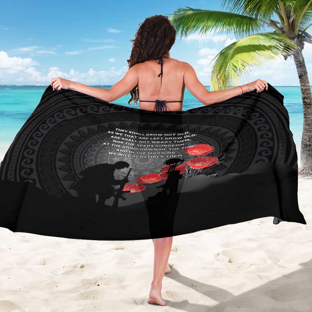 Cook Islands ANZAC Day Sarong Soldier Silhouette Remembrance LT05 - Polynesian Pride