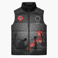 Cook Islands ANZAC Day Sleeveless Puffer Jacket Soldier Silhouette Remembrance LT05 Unisex Black - Polynesian Pride