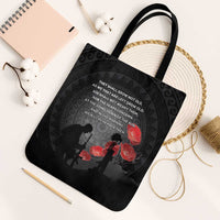 Cook Islands ANZAC Day Tote Bag Soldier Silhouette Remembrance LT05 Black Strap One Size Black - Polynesian Pride