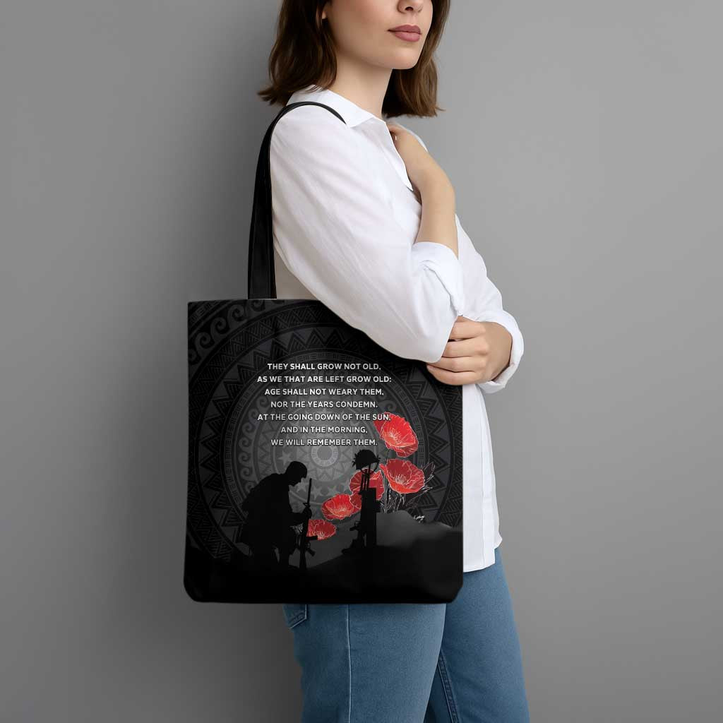 Cook Islands ANZAC Day Tote Bag Soldier Silhouette Remembrance LT05 - Polynesian Pride