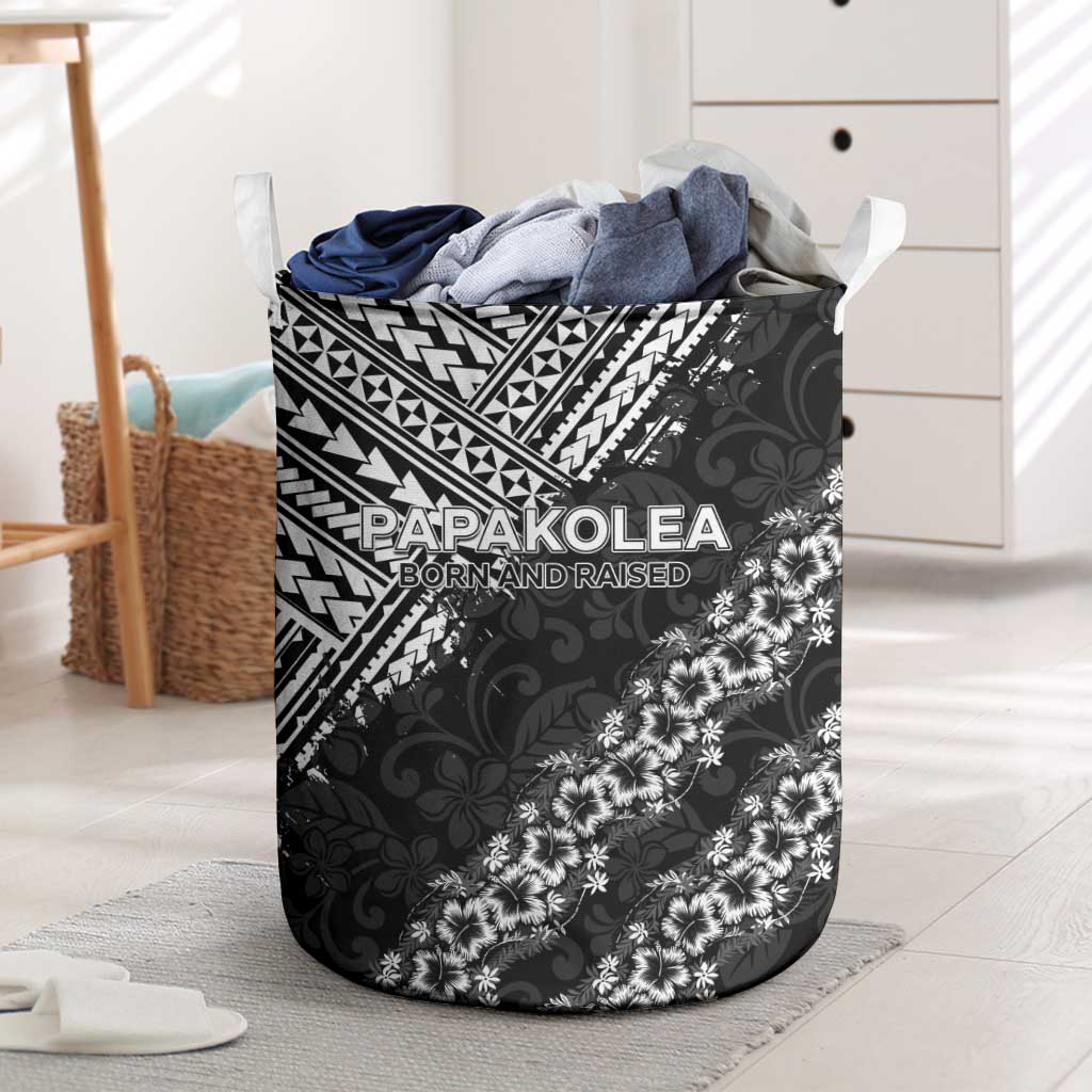 Hawaii Papakolea Born And Raised Laundry Basket Hawaiian Tribal Pattern LT05 Black - Polynesian Pride